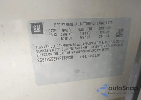 2014 Cadillac Xts Premium из США, поврежденный, VIN 2G61P5S37E9178928